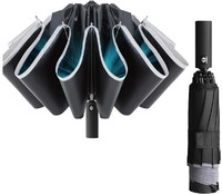 Зонт KongGu Reverse Ten Bone Automatic с фонариком (черный)